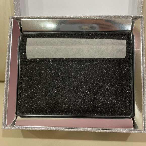 NWT Kate Spade Black Sparkle Glitter Tinsel Boxed Small Card Holder Wallet - Picture 8 of 15